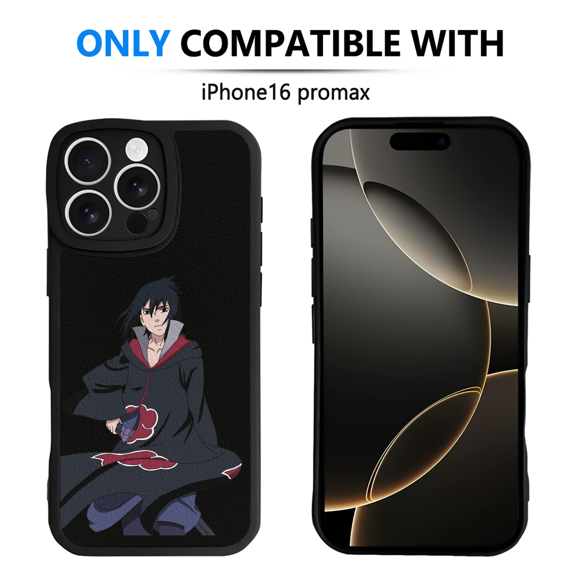 （画像用） NARUTO -ナルト- うちは サスケ Uchiha Sasuke 【iPhone 16シリーズ対応】シリコンスマホケース（レザー調） 材質：シリコン
